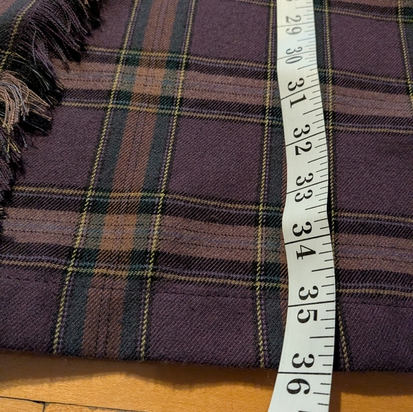 Vintage wrap plaid maxi skirt rayon purple brown small - Picture 2 of 9